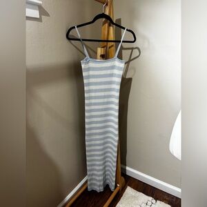 Zara Blue & White Striped Midi Dress